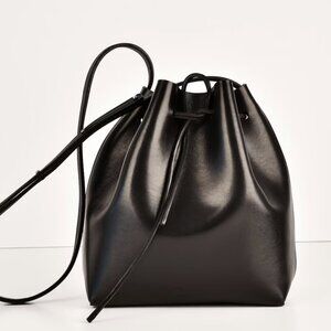 Black Leather Bucket Bag with Red Interior (inspired by Mansur Gavriel)